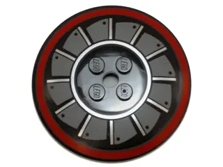 Black Dish 6 x 6 Inverted (Radar) - Solid Studs with Dark Red Circle and Dark Bluish Gray and Metall