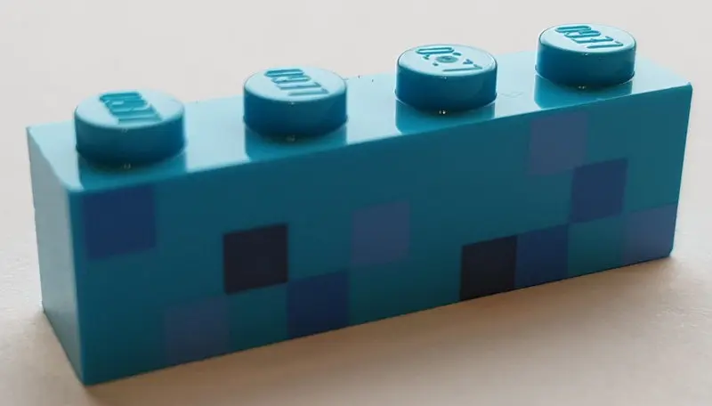 Medium Azure Brick 1 x 4 with Minecraft Diamond Armor Pattern