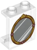 Trans-Clear Panel 1 x 2 x 2 with Side Supports - Hollow Studs with Gold Vanity Mirror Pattern