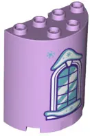Lavender Cylinder Half 2 x 4 x 4 with Curved Lattice Window and Snowflakes Pattern