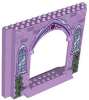 Lavender Panel 4 x 16 x 10 with Lattice Curved Windows, Snow and Holly Leaf Pattern