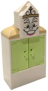 Wardrobe - Yellowish Green Doors, Printed Face on Tile, Modified 2 x 3 Pentagonal, Tan Curved Slopes