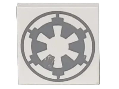 White Tile 2 x 2 with Light Bluish Gray SW Imperial Logo Pattern