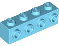 Medium Azure Brick, Modified 1 x 4 with Studs on Side