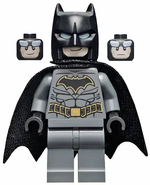 Batman - Dark Bluish Gray Suit with Gold Outline Belt and Crest, Mask and Cape (Type 3 Cowl, Spongy 