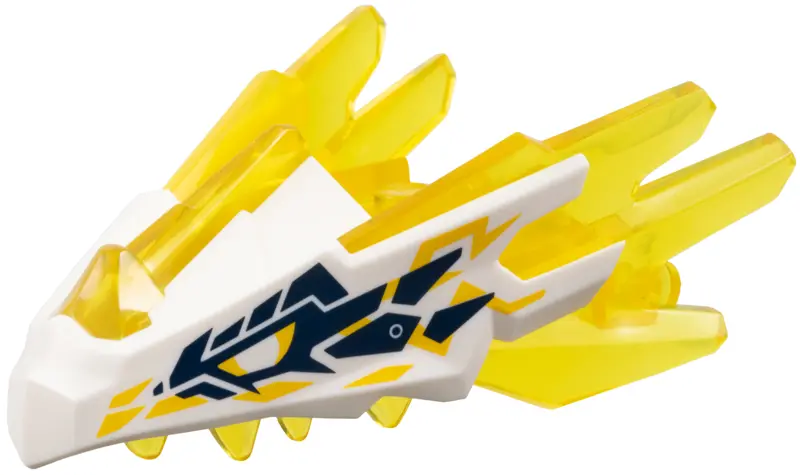 Dragon Head (Ninjago) Jaw with Spikes, 4 Studs and 2 Bar Handles with Molded White Face and Printed 