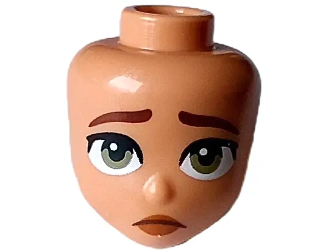 Nougat Mini Doll, Head Friends with Reddish Brown Eyebrows, Olive Green Eyes, Dark Orange Lips, and 