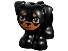 Black Dog, Friends Style, Pug, Standing with Medium Nougat Muzzle, Eyes and Spots Pattern (Apollo)