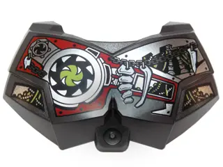 Pearl Dark Gray Large Figure Chest Armor Small with White Bones, Lime Wires, Pearl Dark Gray Chain a