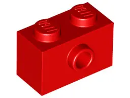 Red Brick, Modified 1 x 2 with Stud on Side with Bottom Stud Holder