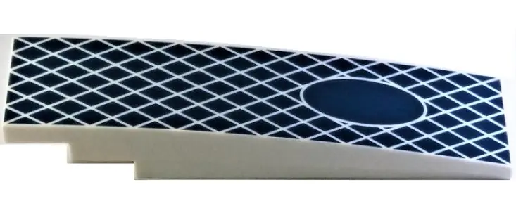 White Slope, Curved 8 x 2 with Dark Blue Diamond Mesh and Oval Pattern