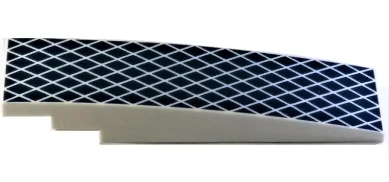White Slope, Curved 8 x 2 with Dark Blue Diamond Mesh Pattern