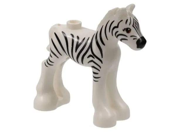 White Horse, Friends Style, Baby Foal with Dark Orange Eyes and Black Double Eyelashes, Nose and Zeb