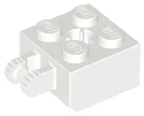 White Hinge Brick 2 x 2 Locking with 2 Fingers Vertical and Axle Hole