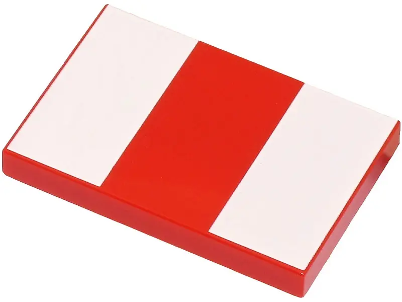 Red Tile 2 x 3 with 2 White Rectangles Pattern