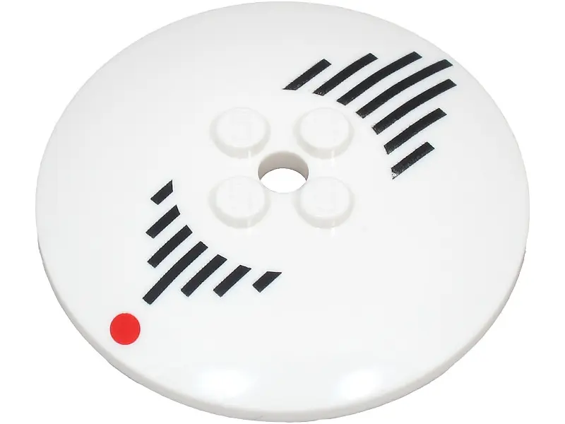 White Dish 6 x 6 Inverted (Radar) - Solid Studs with Black Lines and Red Dot Pattern
