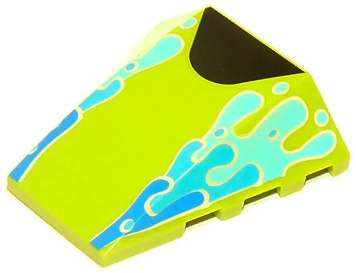 Lime Wedge 4 x 4 Triple Curved No Studs with Blue, Dark Azure, and Medium Azure Water Splashes and B