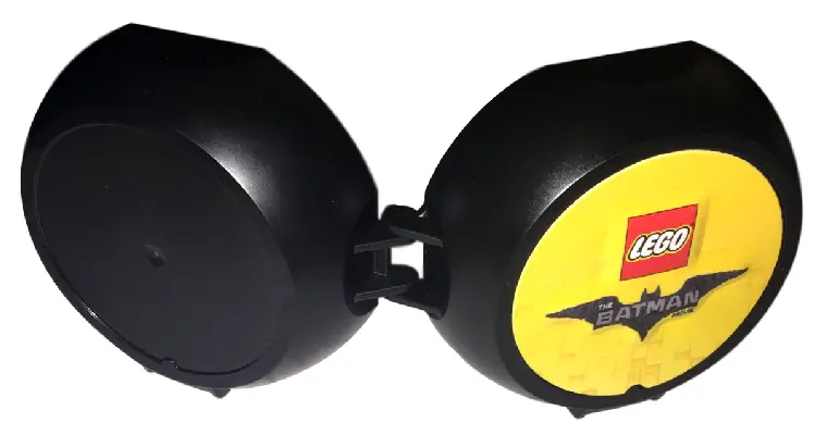 Black Container, Pod with Light Bluish Gray 6 x 6 Round Plate and 1 x 2 Plate with The LEGO Batman M