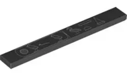 Black Tile 1 x 8 with Hieroglyphs Logogram 'Khufu's Horizon' Pattern