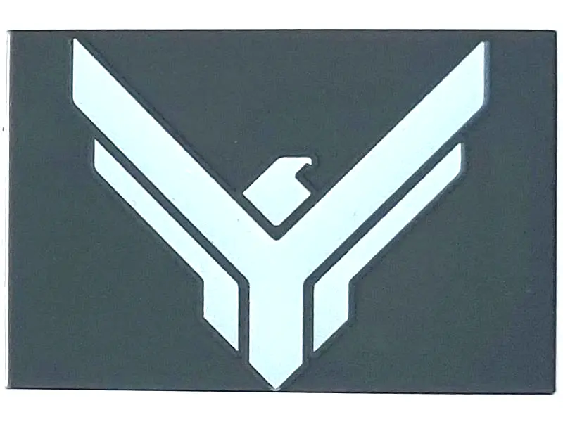 Dark Bluish Gray Tile 2 x 3 with White Atreides Hawk Crest Pattern
