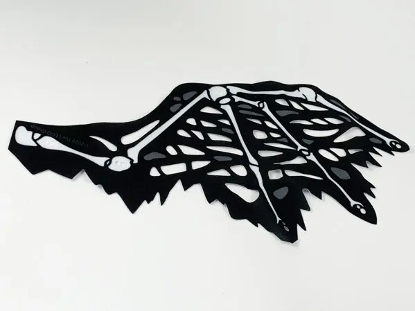 White Cloth Wing Dragon Right, Tattered with Bones, Black Skin, and Dark Bluish Gray Spots Pattern