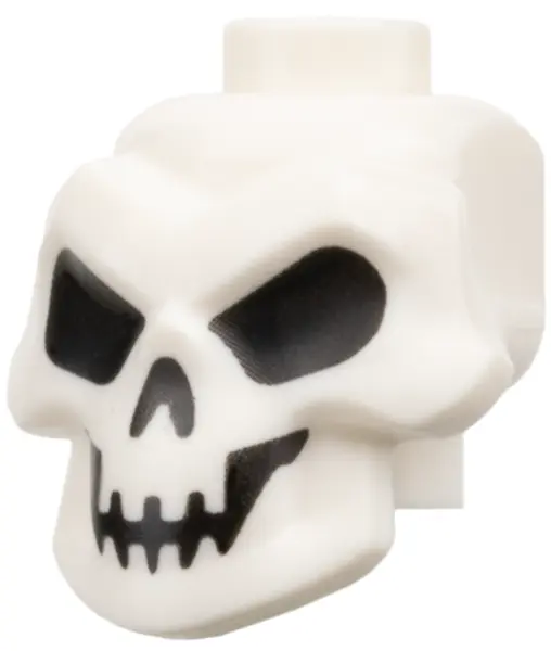 White Minifigure, Head, Modified Skull with Black Eyes, Nose and Mouth Pattern