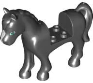 Black Horse, Friends Style with 2 x 2 Cutout with Dark Turquoise Eyes, Dark Bluish Gray Eyebrows and