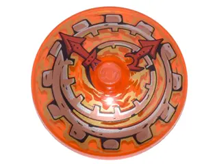 Trans-Neon Orange Dish 4 x 4 Inverted (Radar) with Solid Stud with Clock Face with Copper and Gold S