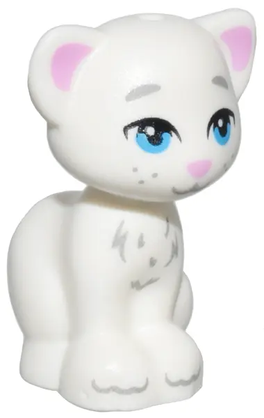 White Cat, Friends Style, Sitting with Dark Azure Eyes, Bright Pink Inner Ears and Nose, Dark Bluish