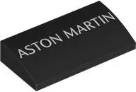 Black Slope, Curved 2 x 4 x 2/3 with Bottom Tubes with White 'ASTON MARTIN' Pattern