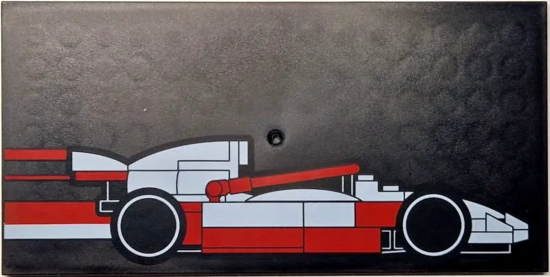 Black Tile 8 x 16 with Bottom Tubes, Textured Surface with Red and White LEGO Formula 1 Race Car Pro