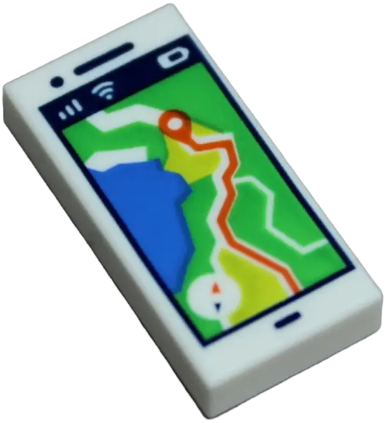 Tile 1 x 2 with Cell Phone / Smartphone with GPS Map on Screen Pattern