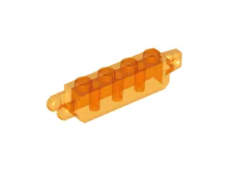 Trans-Orange Hinge Brick 1 x 4 Locking with 1 Finger Vertical End and 2 Fingers Vertical End