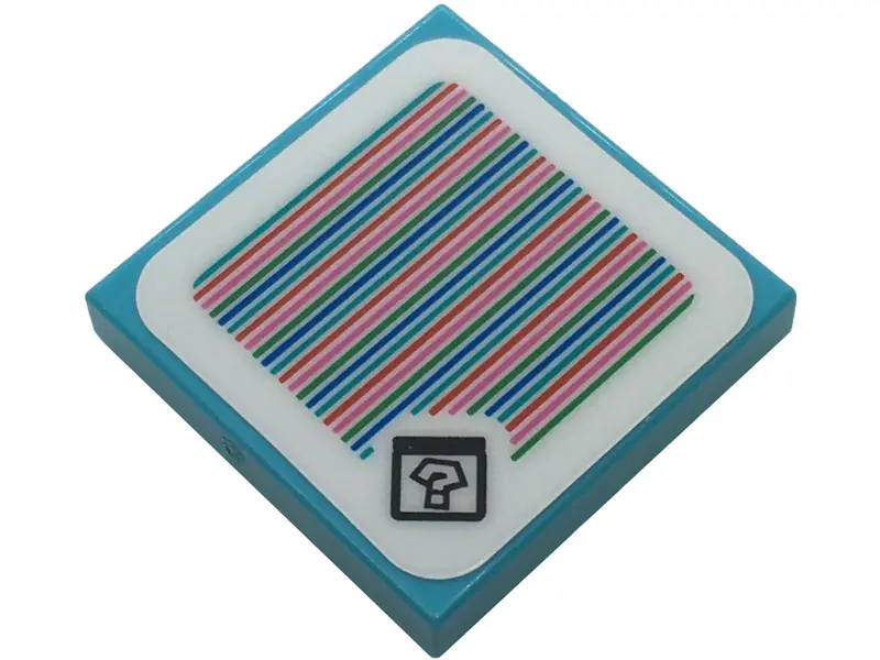 Medium Azure Tile 2 x 2 with Super Mario Scanner Code Item Box with Question Mark Pattern (Sticker) 