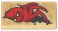 Tan Tile 1 x 2 with Dark Tan Markings and Red Spider Monster with Yellow Eyes Pattern (Nexo Knights 