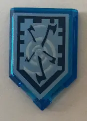Trans-Dark Blue Tile, Modified 2 x 3 Pentagonal with Nexo Power Shield Pattern - Whirlwind