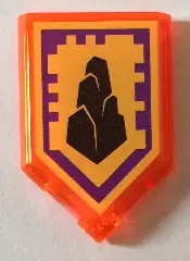 Trans-Neon Orange Tile, Modified 2 x 3 Pentagonal with Nexo Power Shield Pattern - Wall Block