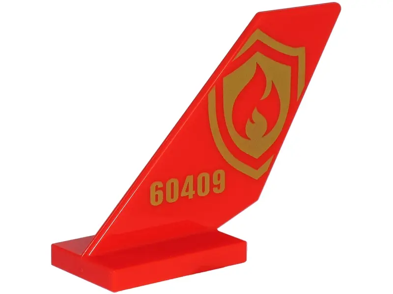 Red Tail Shuttle with Gold '60409' and Fire Logo with Flame and Shield Pattern on Both Sides