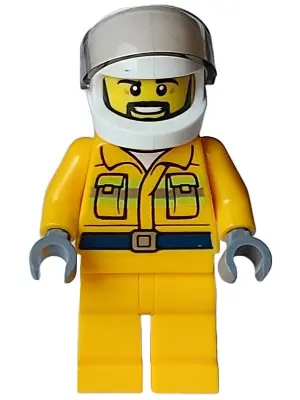 Fire - Male, Reflective Stripes, Bright Light Orange Jacket and Legs, White Helmet, Trans-Brown Viso