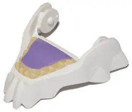 White Large Figure Head Modified Chima Cat Jaw Lower with Tan Teeth and Medium Lavender Tongue Patte