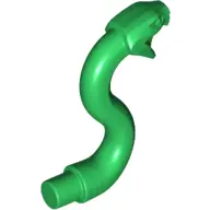 Green Snake Head with Open Mouth, Fangs and Curved Neck with Bar