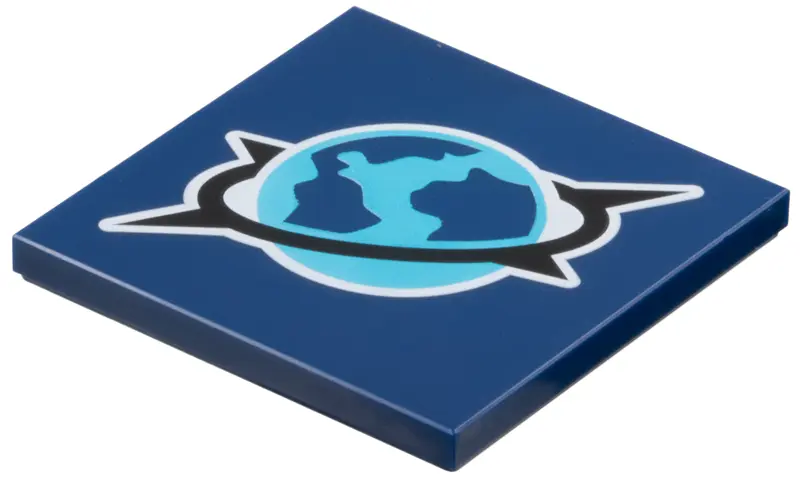 Blue Tile 4 x 4 with Medium Azure, Dark Blue and Black Arctic Explorer Logo with White Outline Patte