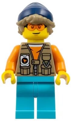 Explorer - Male, Dark Tan Vest over Orange Shirt, Medium Azure Legs, Dark Blue Beanie, Dark Tan Hair