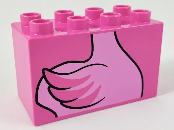 Dark Pink Duplo, Brick 2 x 4 x 2 with Flamingo Body Pattern
