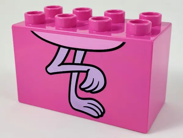 Dark Pink Duplo, Brick 2 x 4 x 2 with Flamingo Feet Pattern