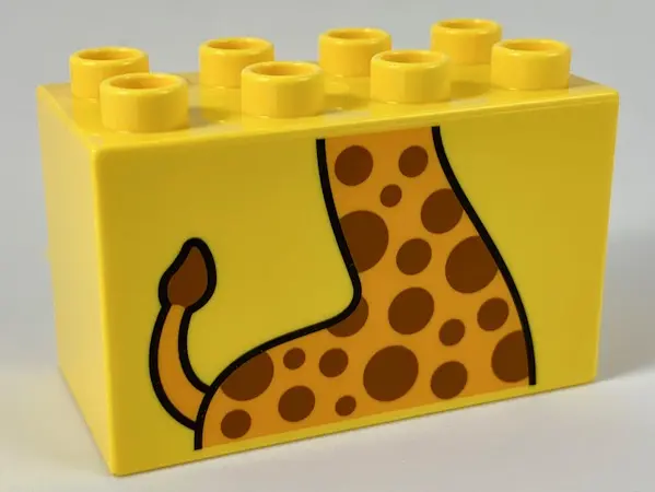 Yellow Duplo, Brick 2 x 4 x 2 with Giraffe Body and Tail Pattern