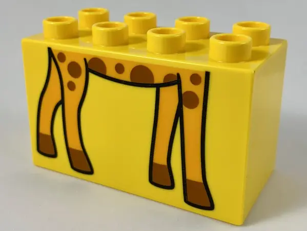 Yellow Duplo, Brick 2 x 4 x 2 with Giraffe Feet Pattern
