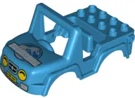 Dark Azure Duplo Car Body Off Road with Headlights and Jurassic World Logo Pattern