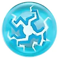 Trans-Light Blue Tile, Round 1 x 1 with Cracked Blue and White Lightning Burst from Center Pattern