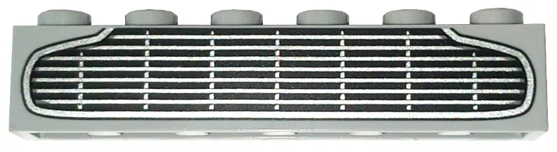 Light Bluish Gray Brick 1 x 6 with Black and Silver Aston Martin DB5 Grille Pattern